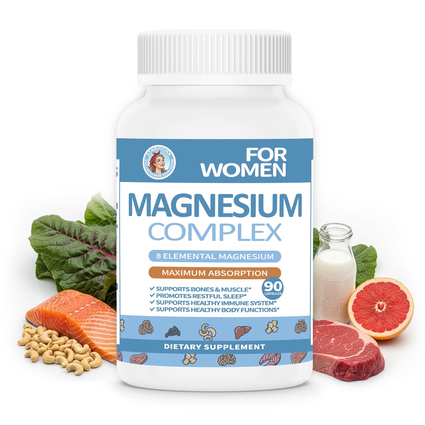 StarViora Magnesium Glycinate Supplement 90 Capsules