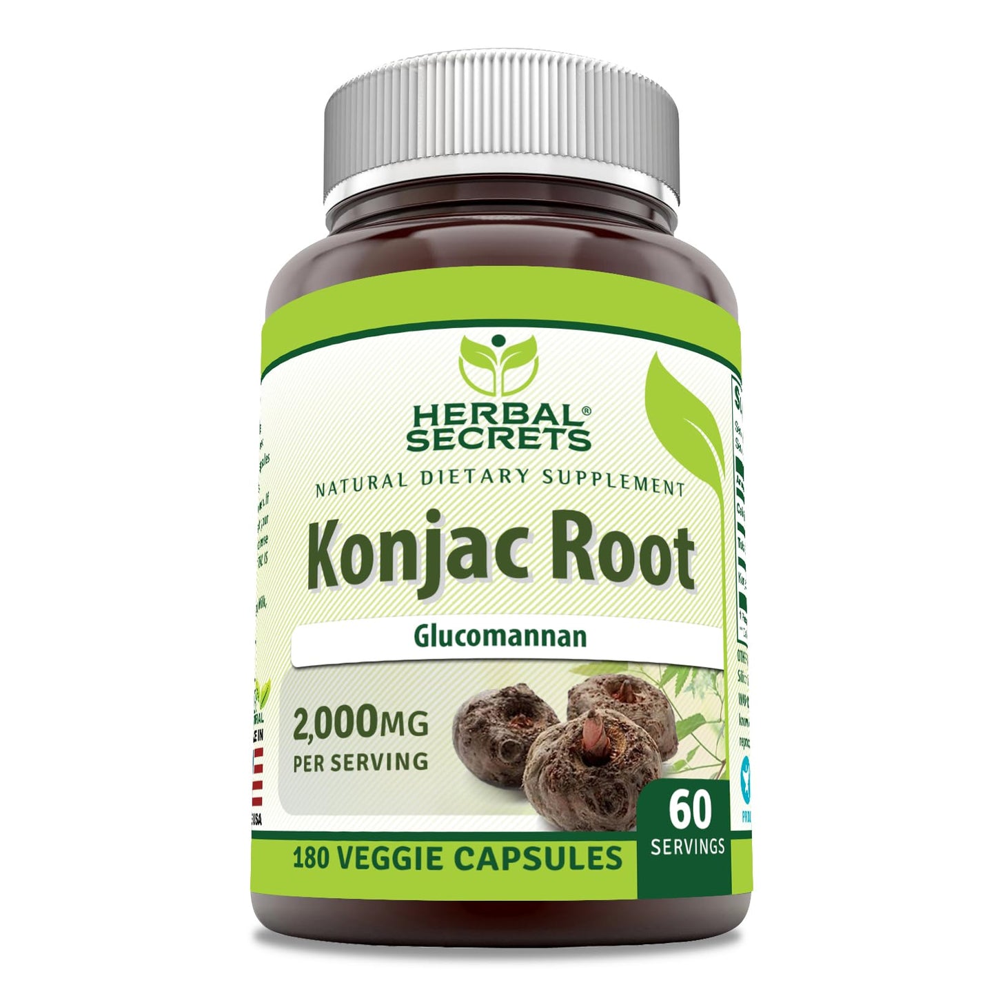 Herbal Secrets Konjac Root Supplement Veggie Capsules 180 Count