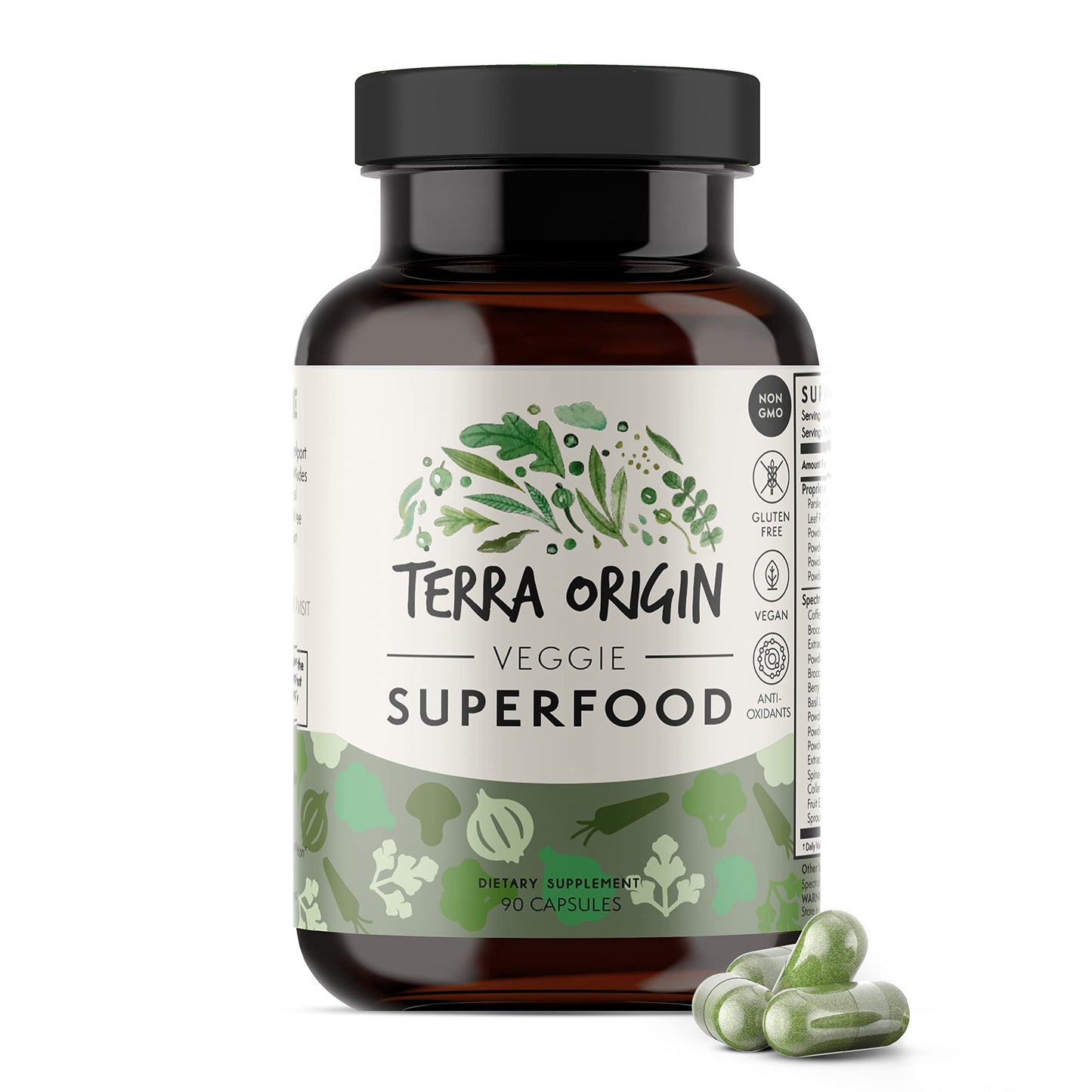 TERRA ORIGIN Veggie Superfood Supplement Capsules, 90 Count