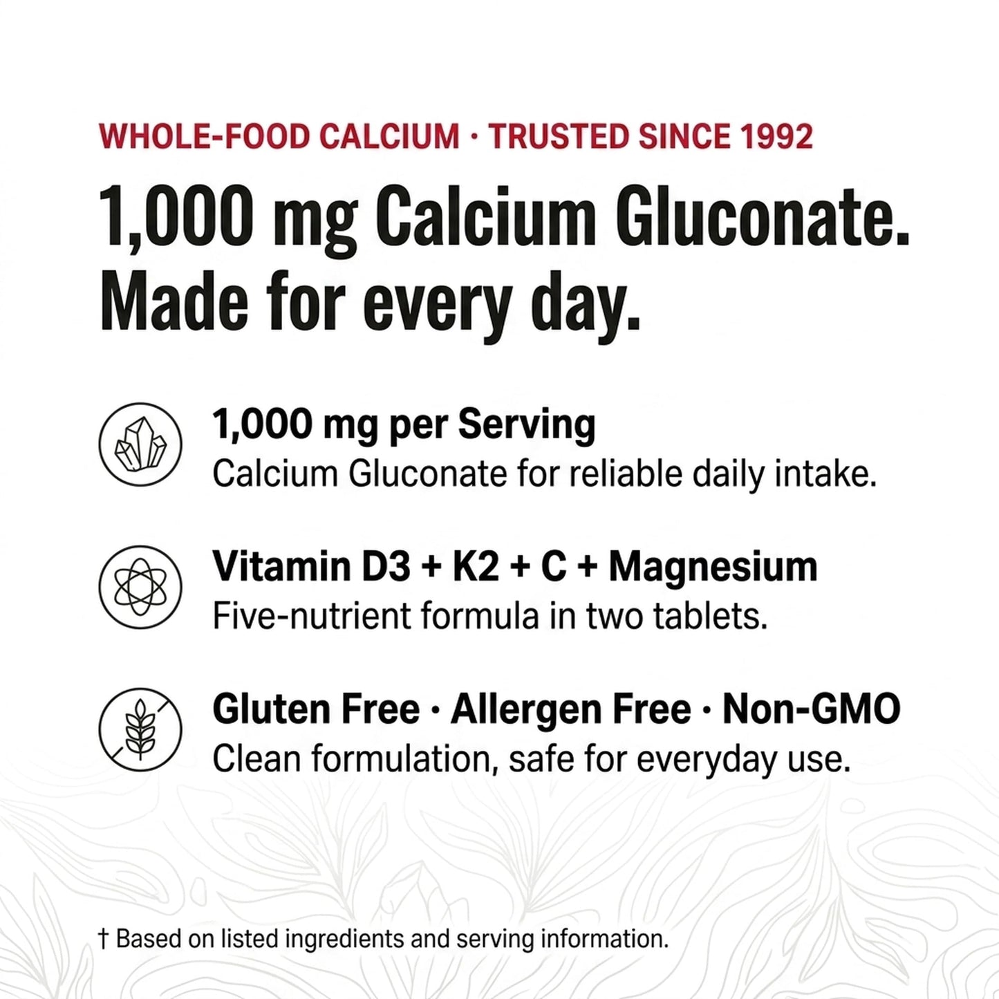 Olympian Labs Calcium Plus Magnesium, Formulated with Vitamin C, K2 & D3, 100 Tablets