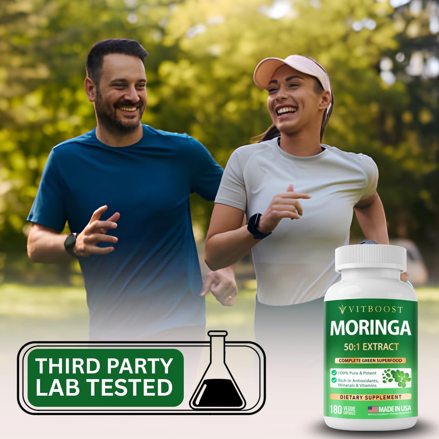 VITBOOST Moringa 50:1 Extract 400 mg Capsules, 180 Count