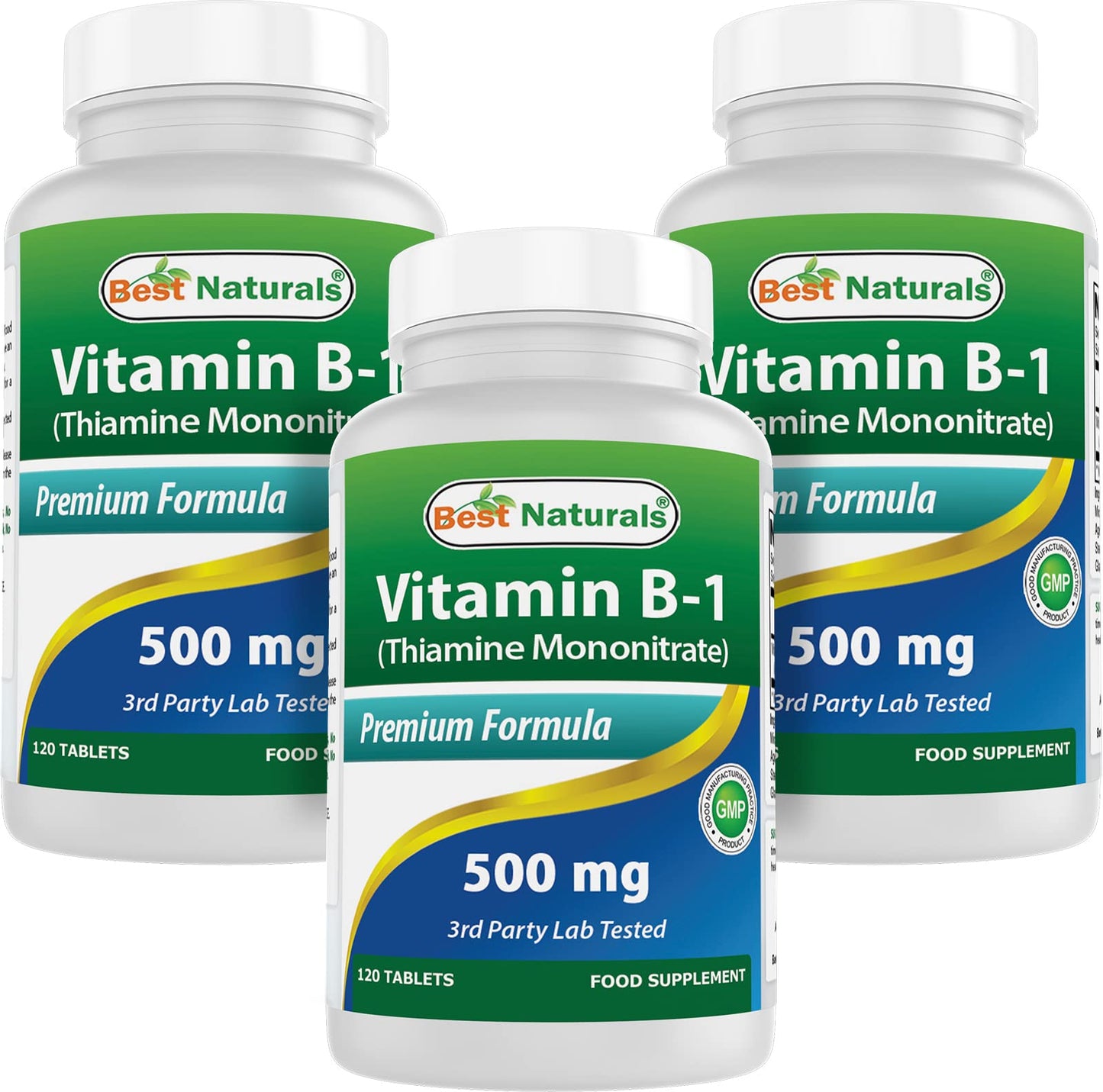Best Naturals Vitamin B1 (Thiamine Mononitrate) 500 mg Tablets, 360 Count