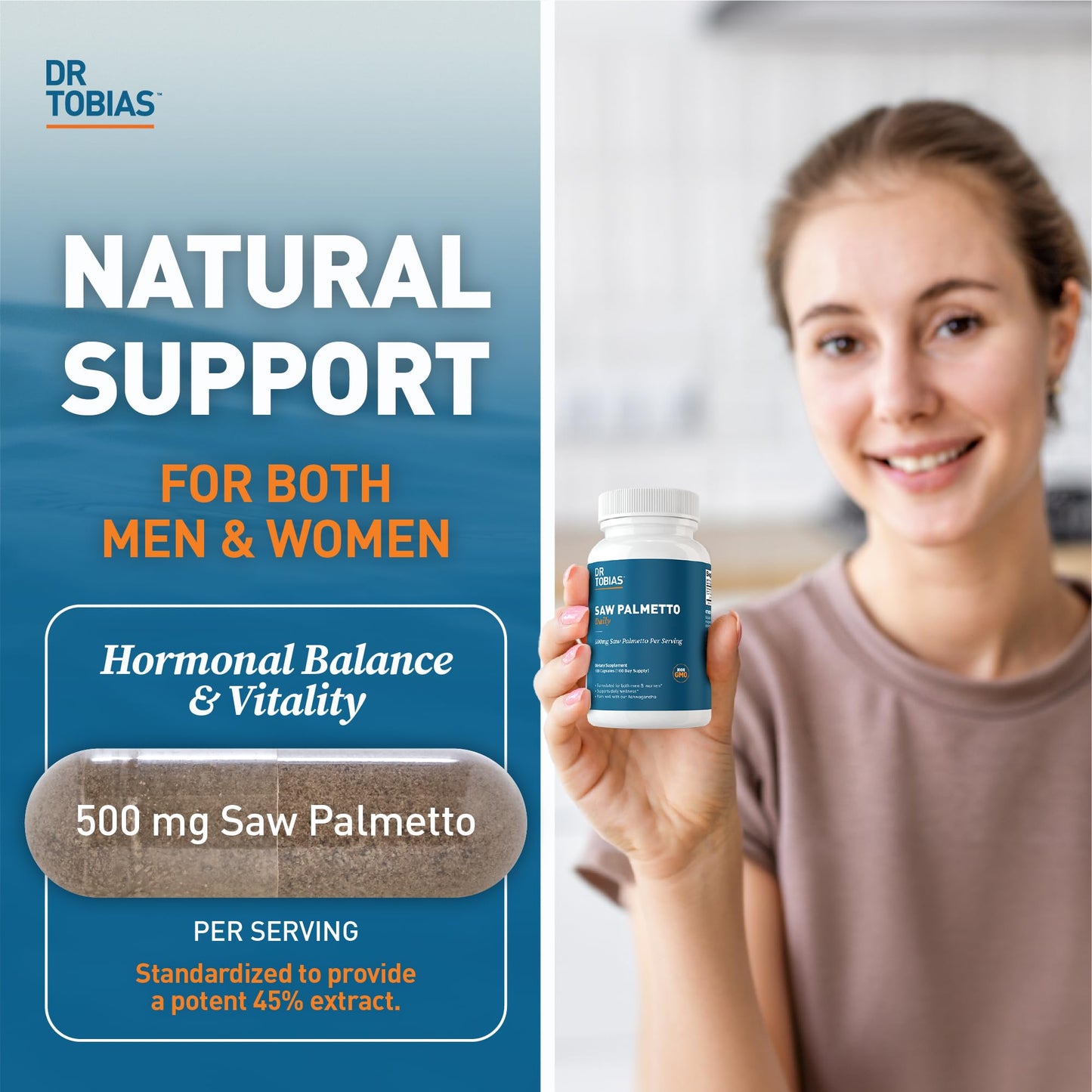Dr. Tobias Saw Palmetto 500 mg Capsules, 100 Count