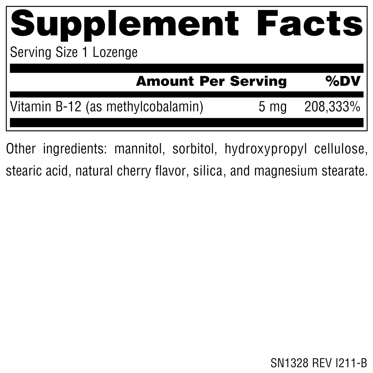 Source Naturals Methylcobalamin Vitamin B-12 5mg Lozenges, 30 Lozenges