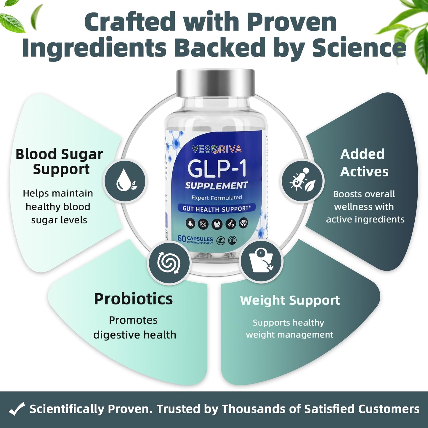 VESORIVA Women & Men GLP-1 Supports Gut Health, Metabolic Wellness & Appetite Regulation Capsule, 60 Count