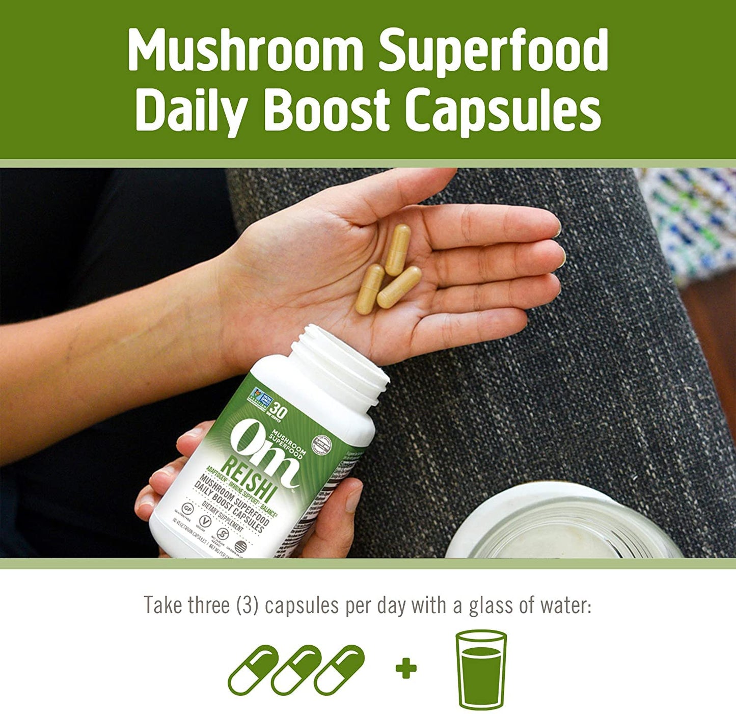OM MUSHROOM SUPERFOOD Reishi Mushroom Capsule 90 Count