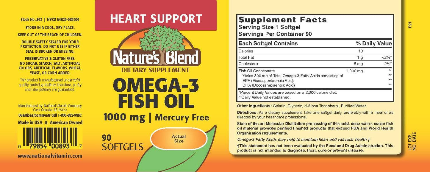 Nature's Blend Omega-3 GC 1000mg Softgel, 90 Softgels