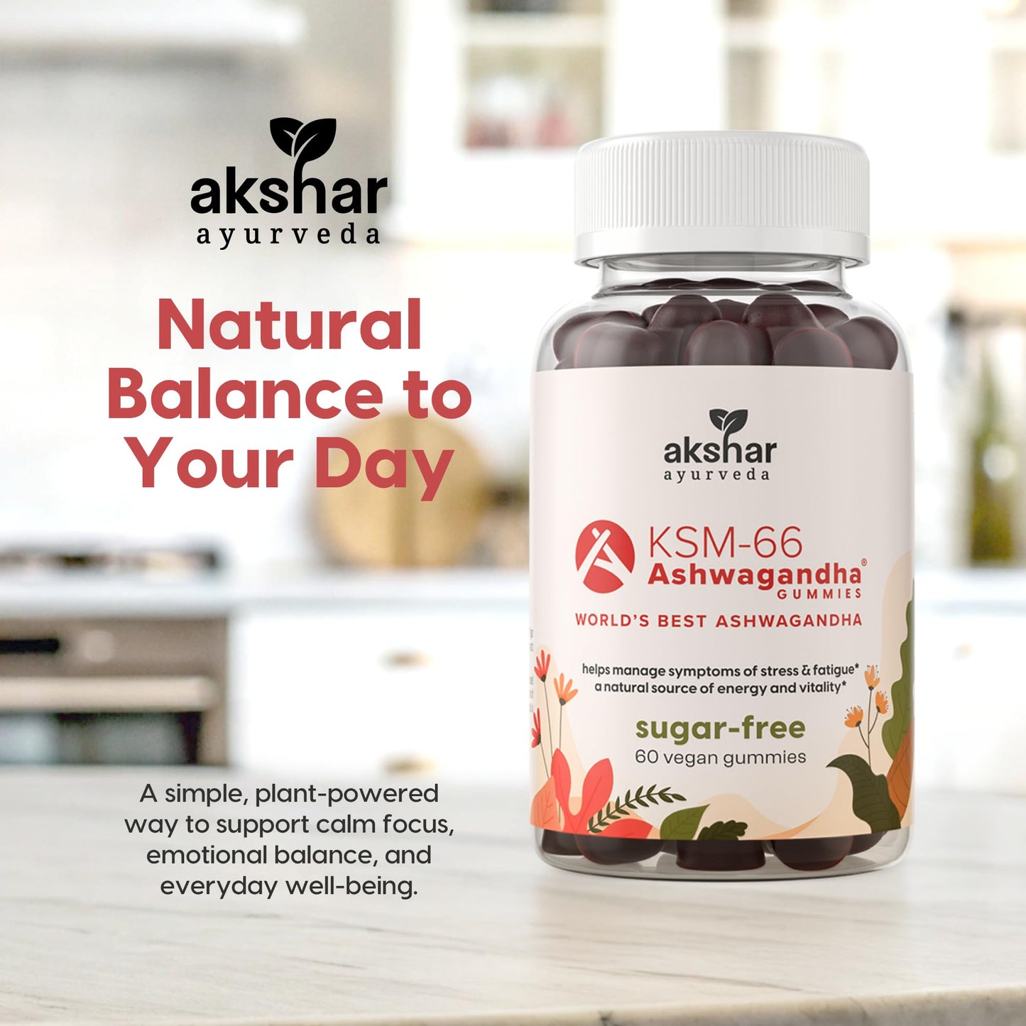 AKSHAR Ashwagandha KSM-66 Gummies, 60 Gummies