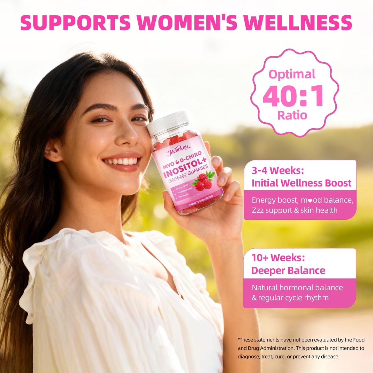 Mchokuu Myo-Inositol & D-Chiro Inositol Gummies, 40:1 Ratio, 120 Count