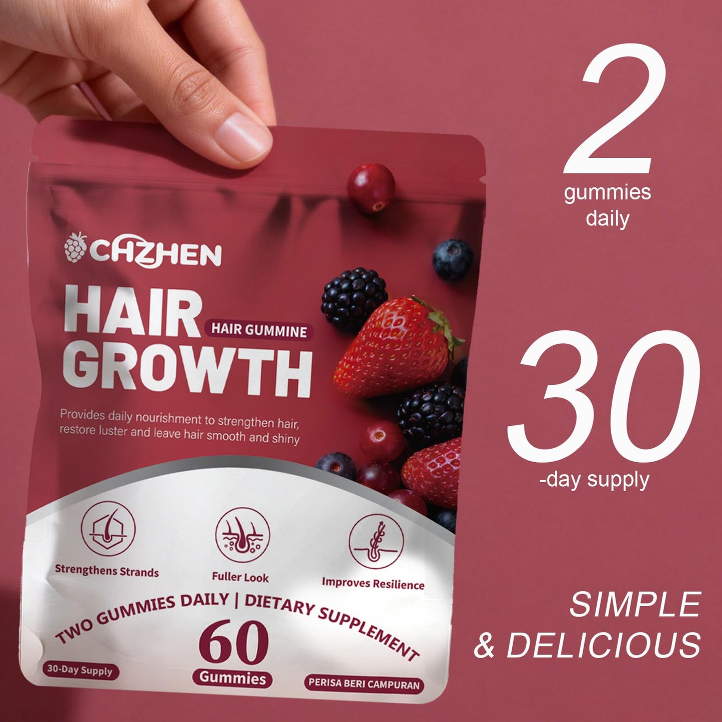MAYLOR Hair Growth Gummies with Biotin and Collagen, 60 Gummies