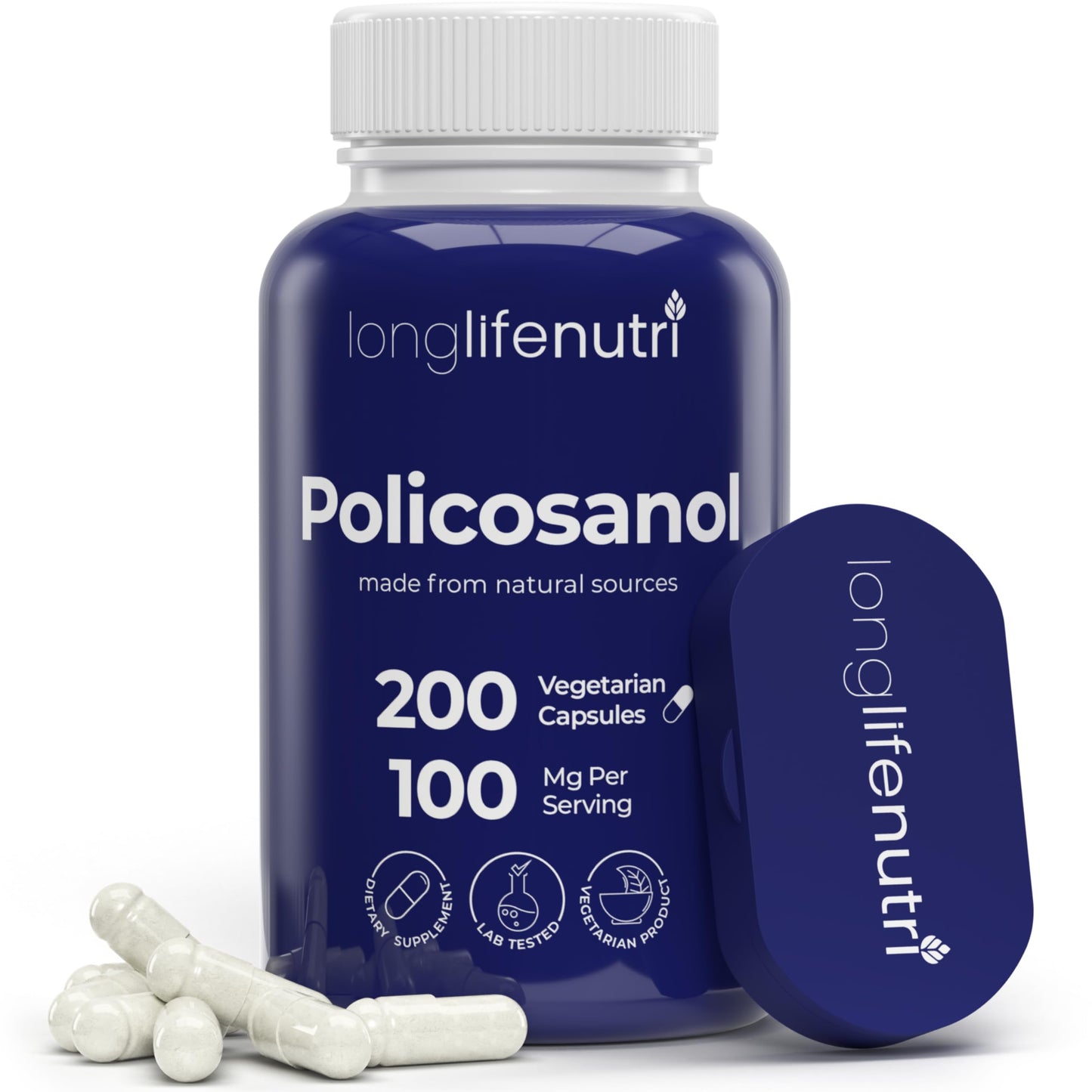 LongLifeNutri Policosanol 100mg Capsules, 200 Count