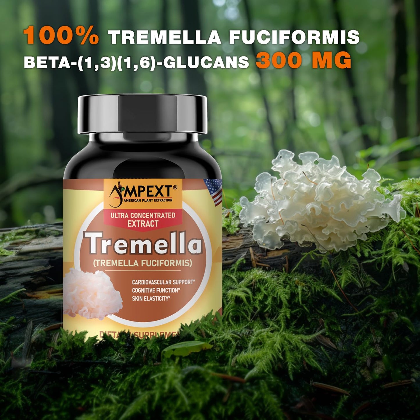 AMPEXT Tremella Mushroom Extract Capsules, 90 Count