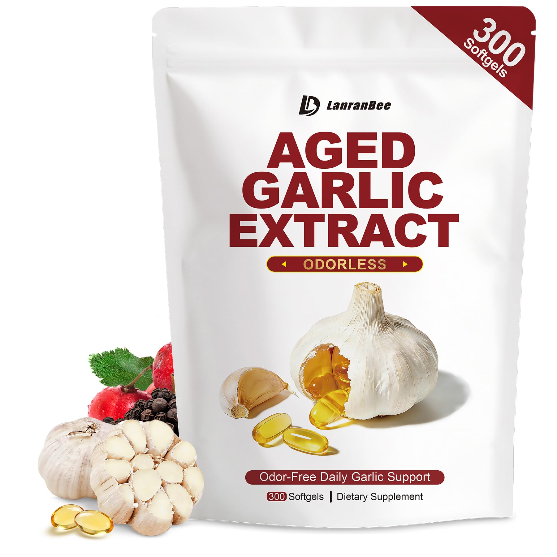 LanranBee Aged Garlic Extract 750mg Capsule, 300 Capsules