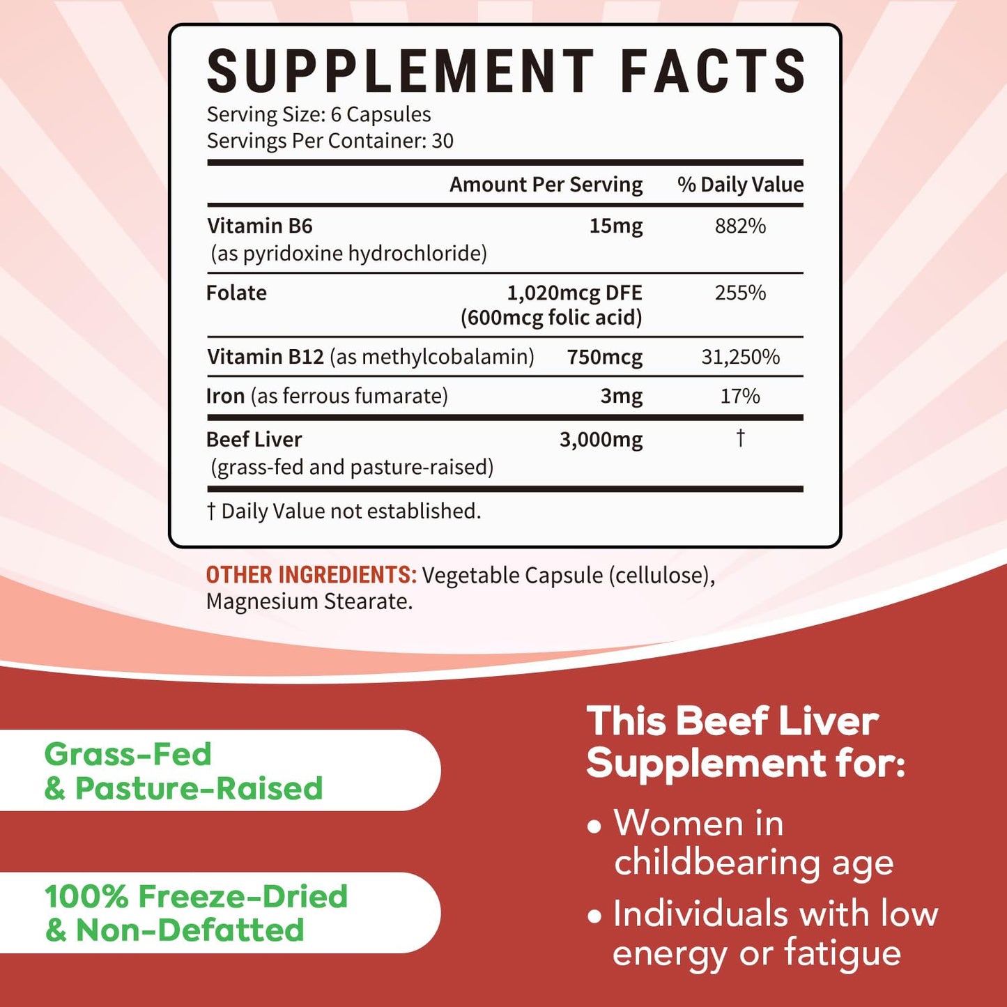 Surebounty Grass-Fed & Pasture-Raised Beef Liver Plus Capsules, 180 Count