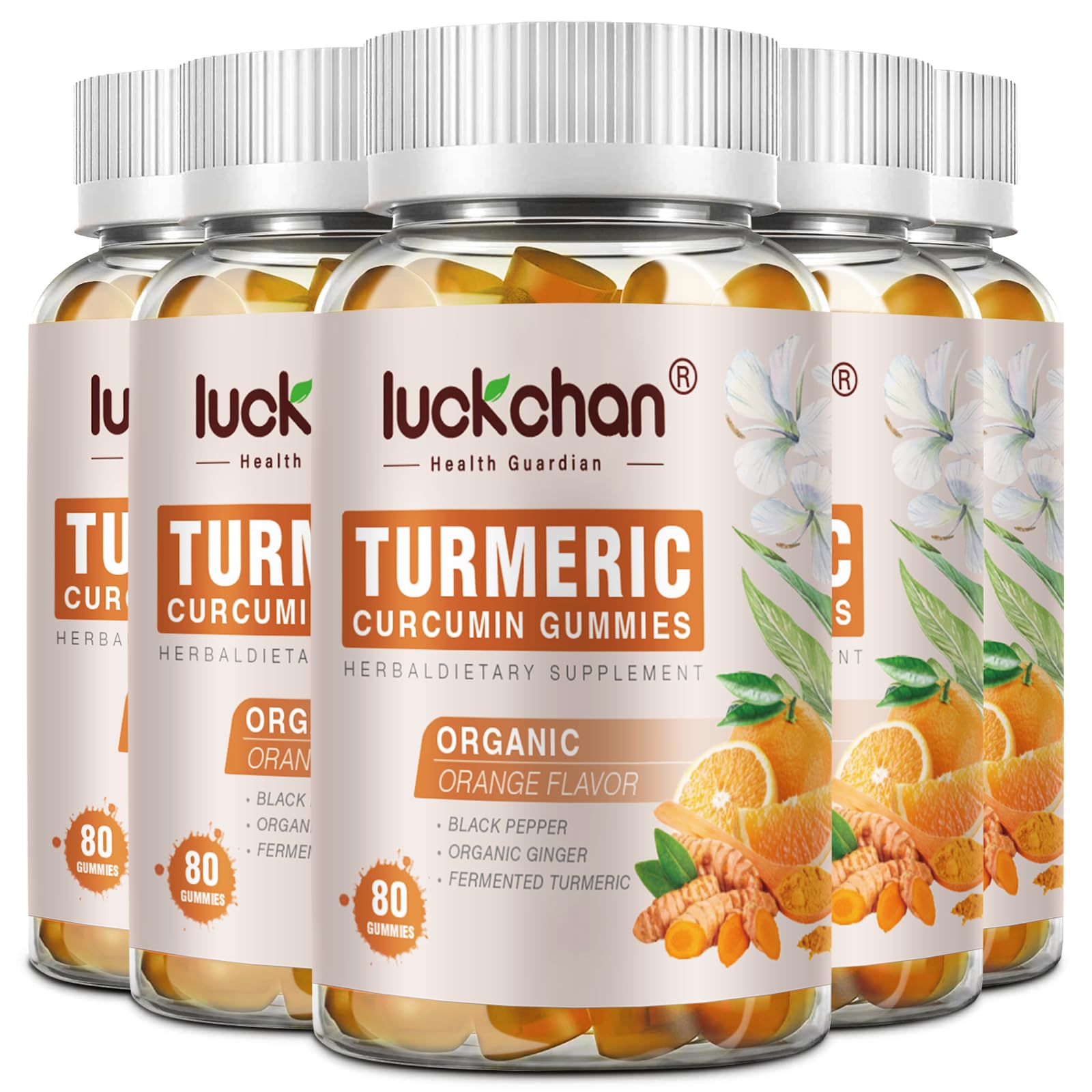 LUCKCHAN Turmeric Curcumin Gummies with Ginger & Black Pepper Herbal Supplement, 400 Count