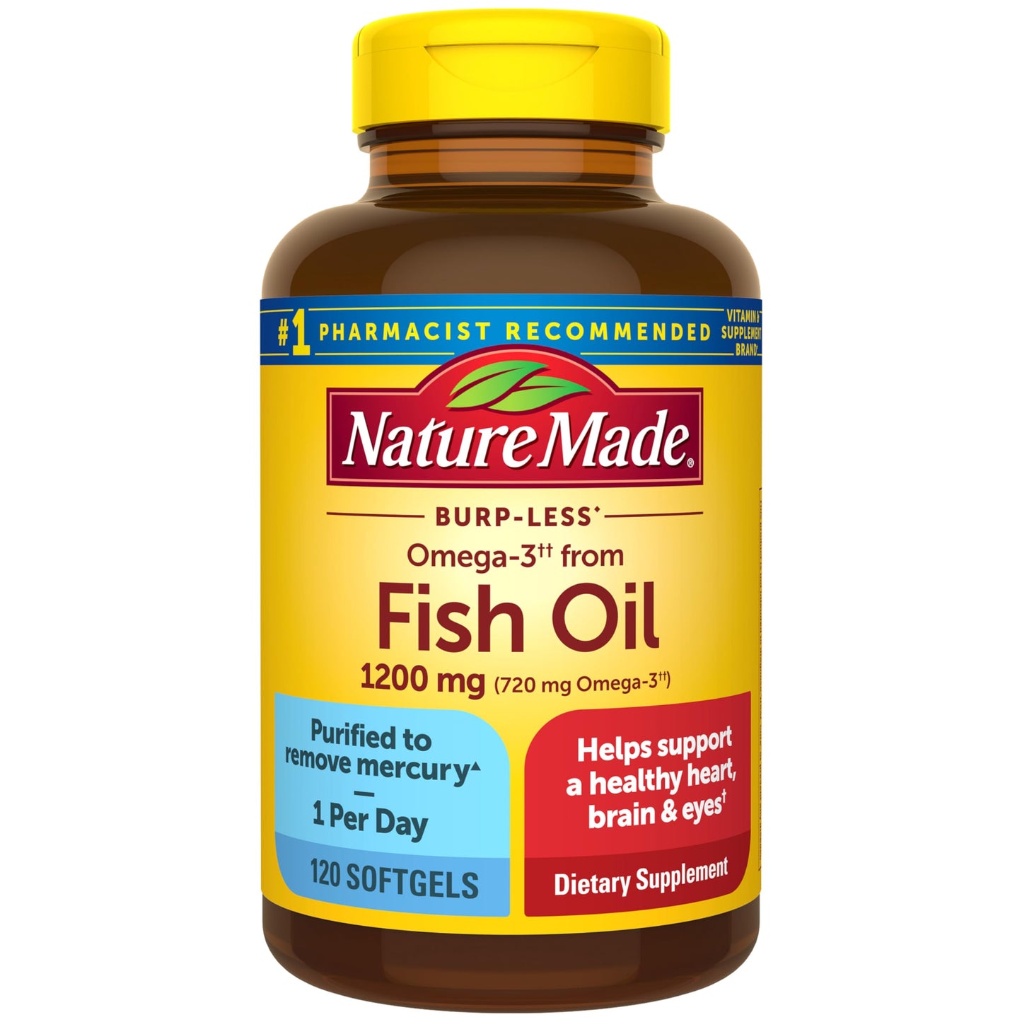 Nature Made Burp Less Omega-3 Fish Oil Softgel 120 Count