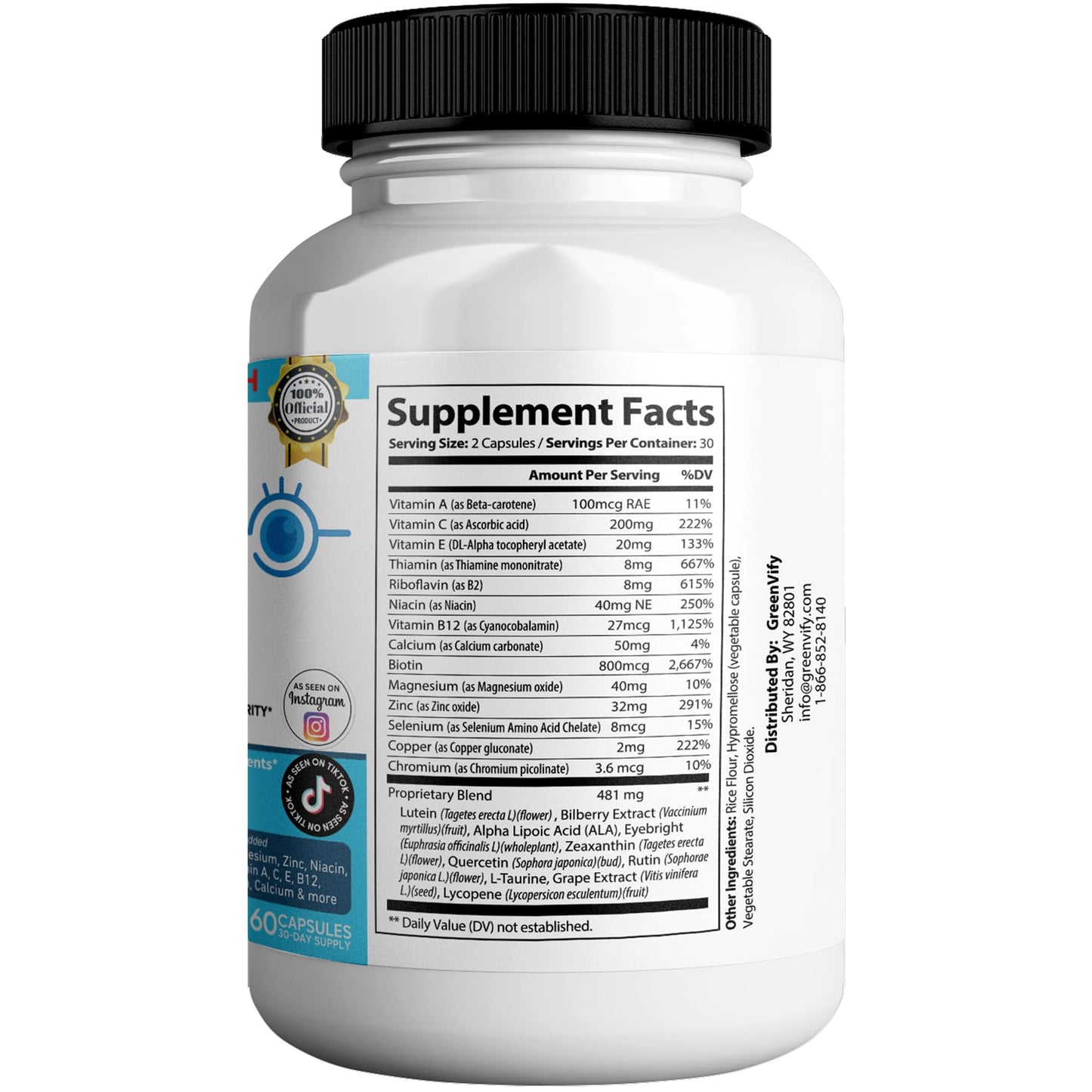 GREENVIFY EyeGenics Max Advanced Vision Care Formula Lutein Blend Capsules 120