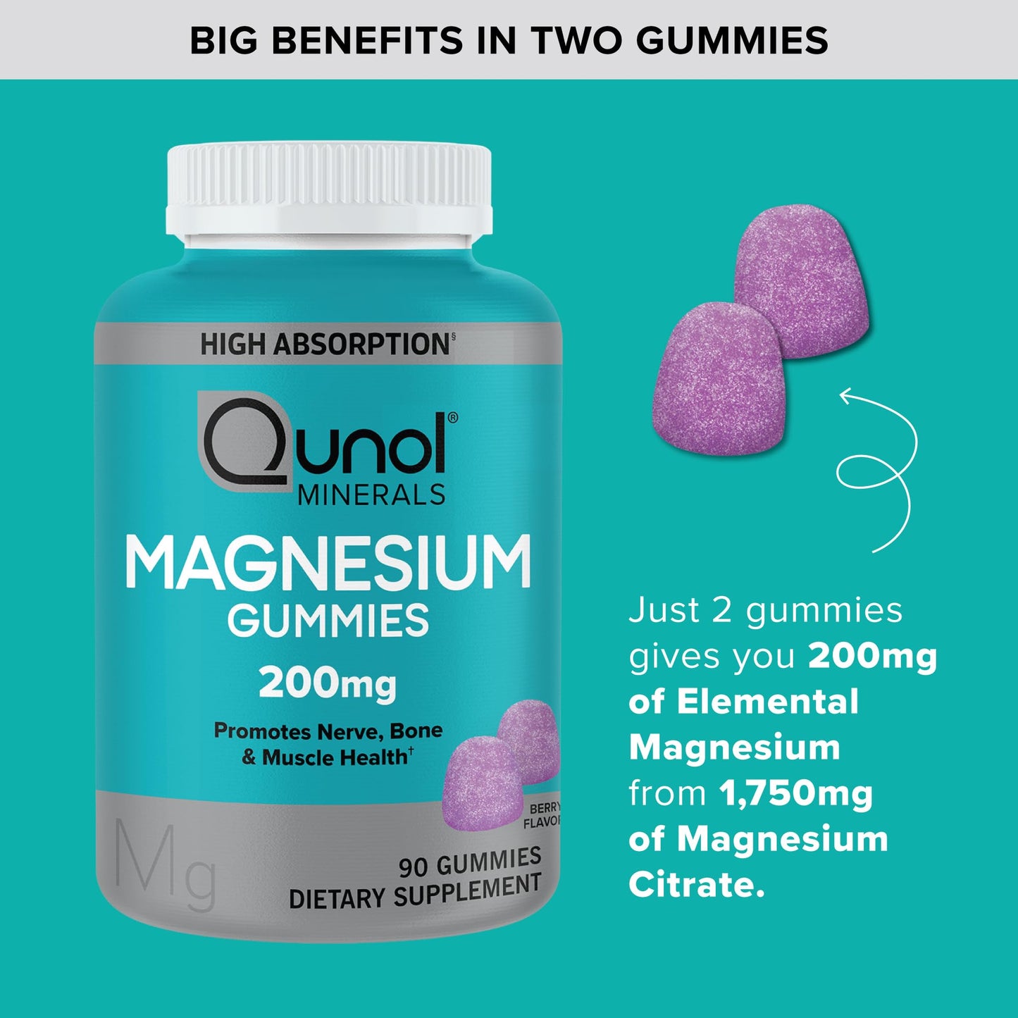 Qunol Magnesium Gummies, 120 Count