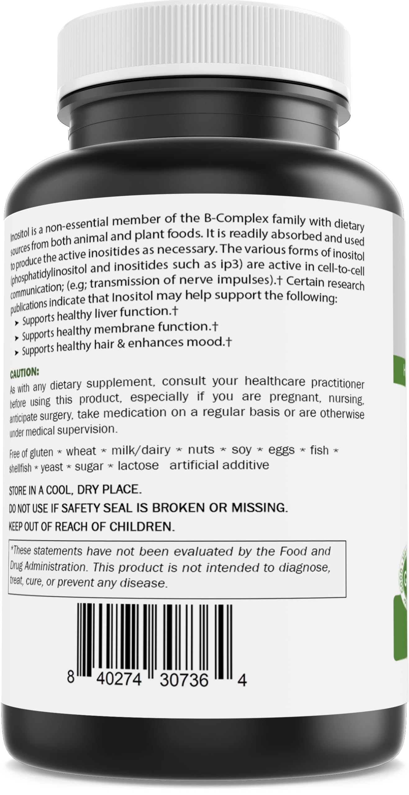 Brieofood Myo Inositol 2000 mg per Serving Tablets, 120 Count