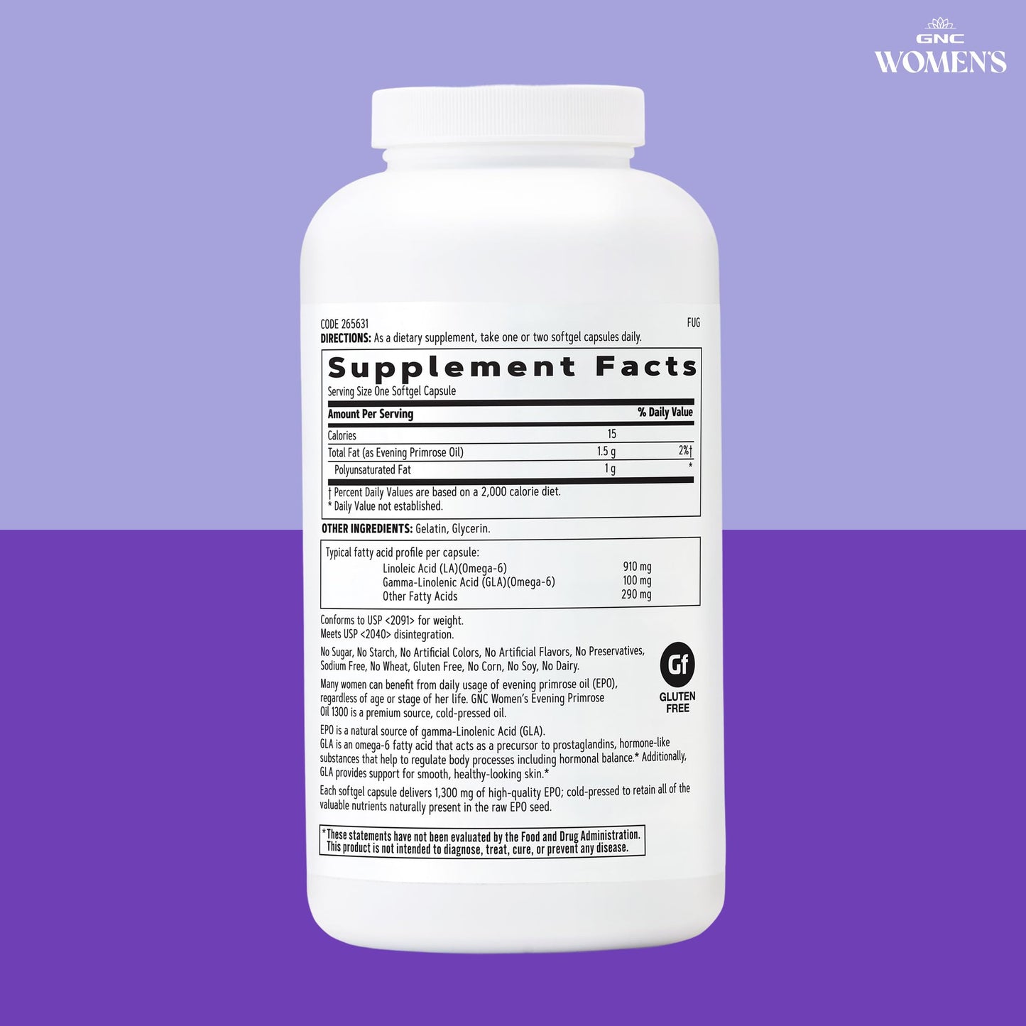 GNC Women's Evening Primrose Oil (EPO) 1300 mg 180 Softgels
