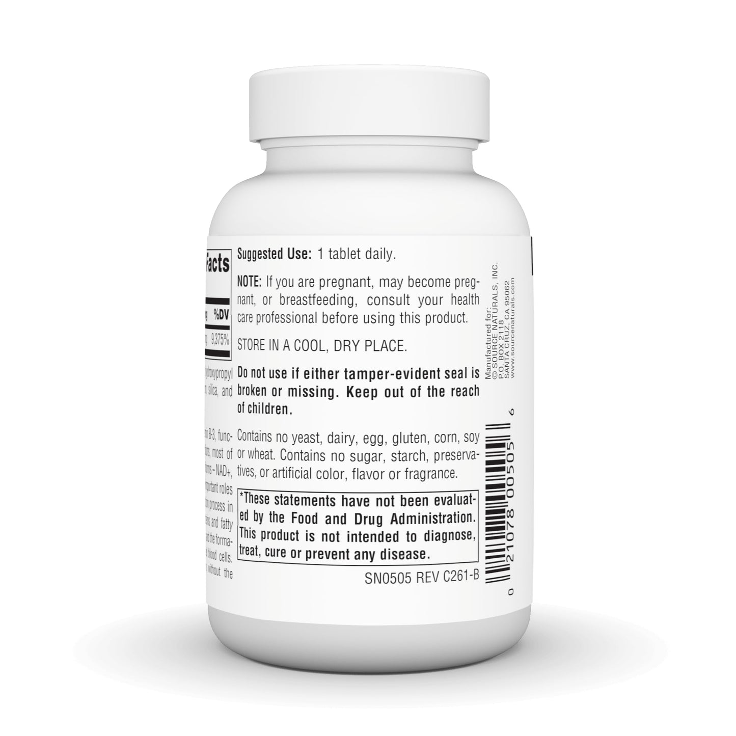 Source Naturals Niacinamide B-3, Vegan Vitamin B-3, 1500 mg Tablet, 50 Tablets