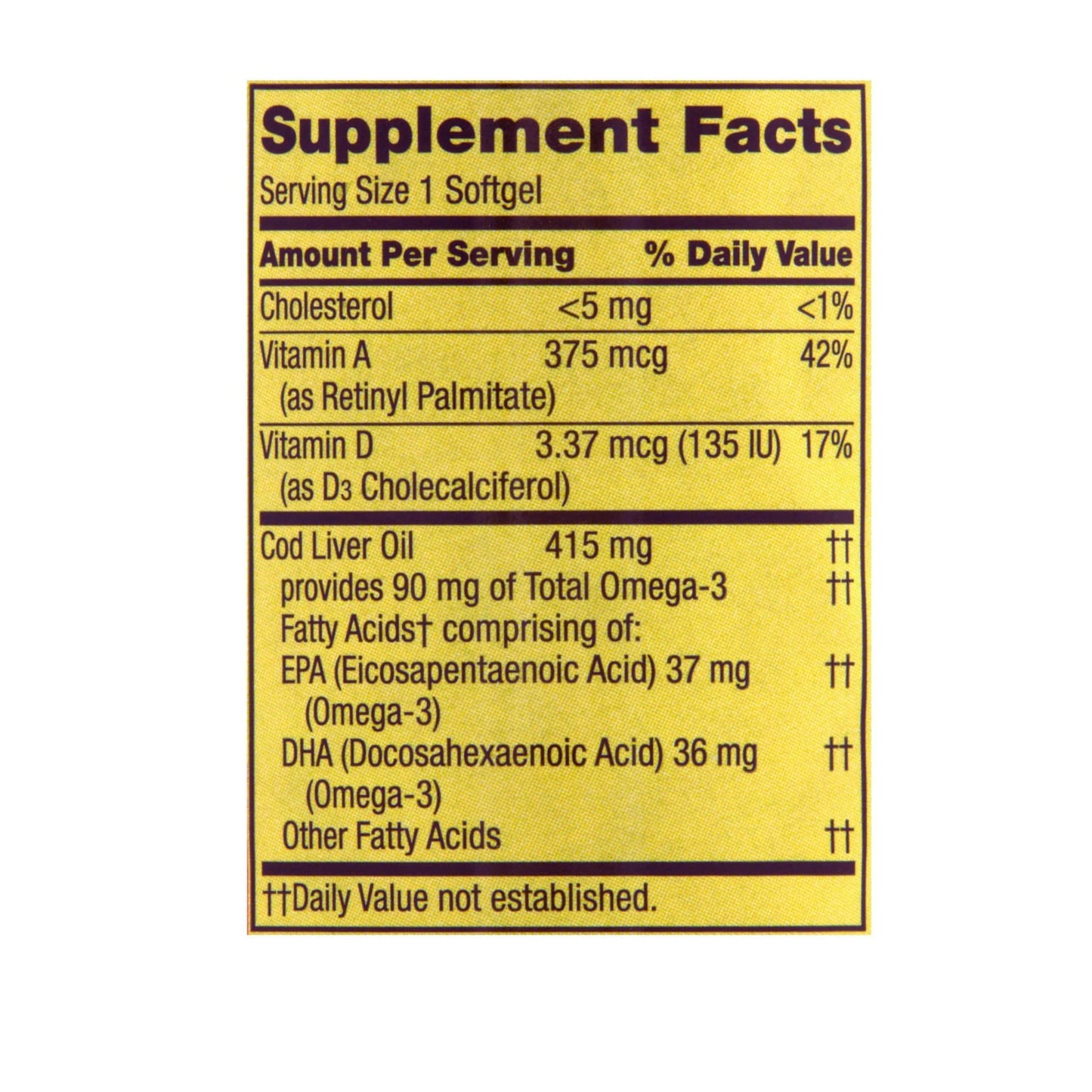 Spring Valley Cod Liver Oil with Vitamin A & D Softgels, 100 Count