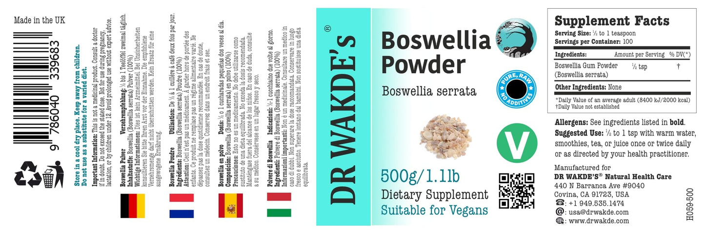 DR WAKDE'S Boswellia Powder (Salai Guggul | Shallaki), 17.637 oz