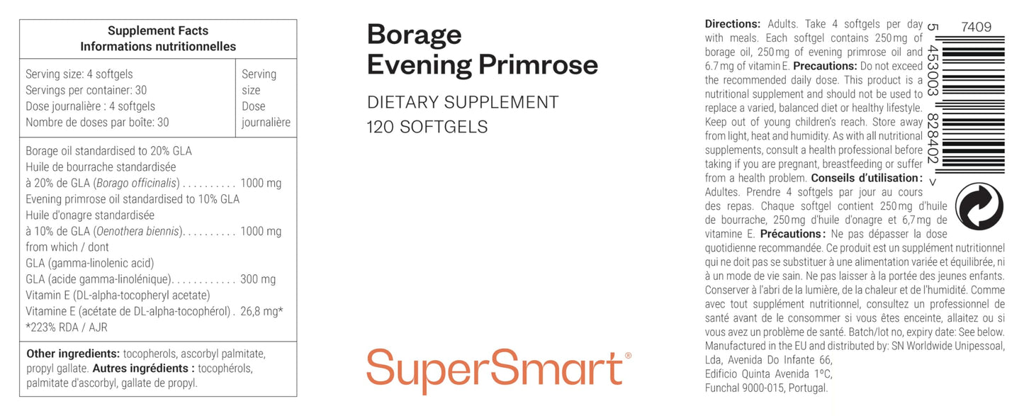Supersmart Borage & Evening Primrose Oil Softgels, 120-Count