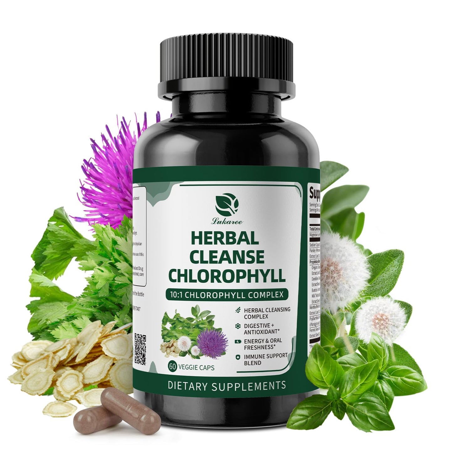 Lukaree Chlorophyll Herbal Complex Capsules, 60 Count
