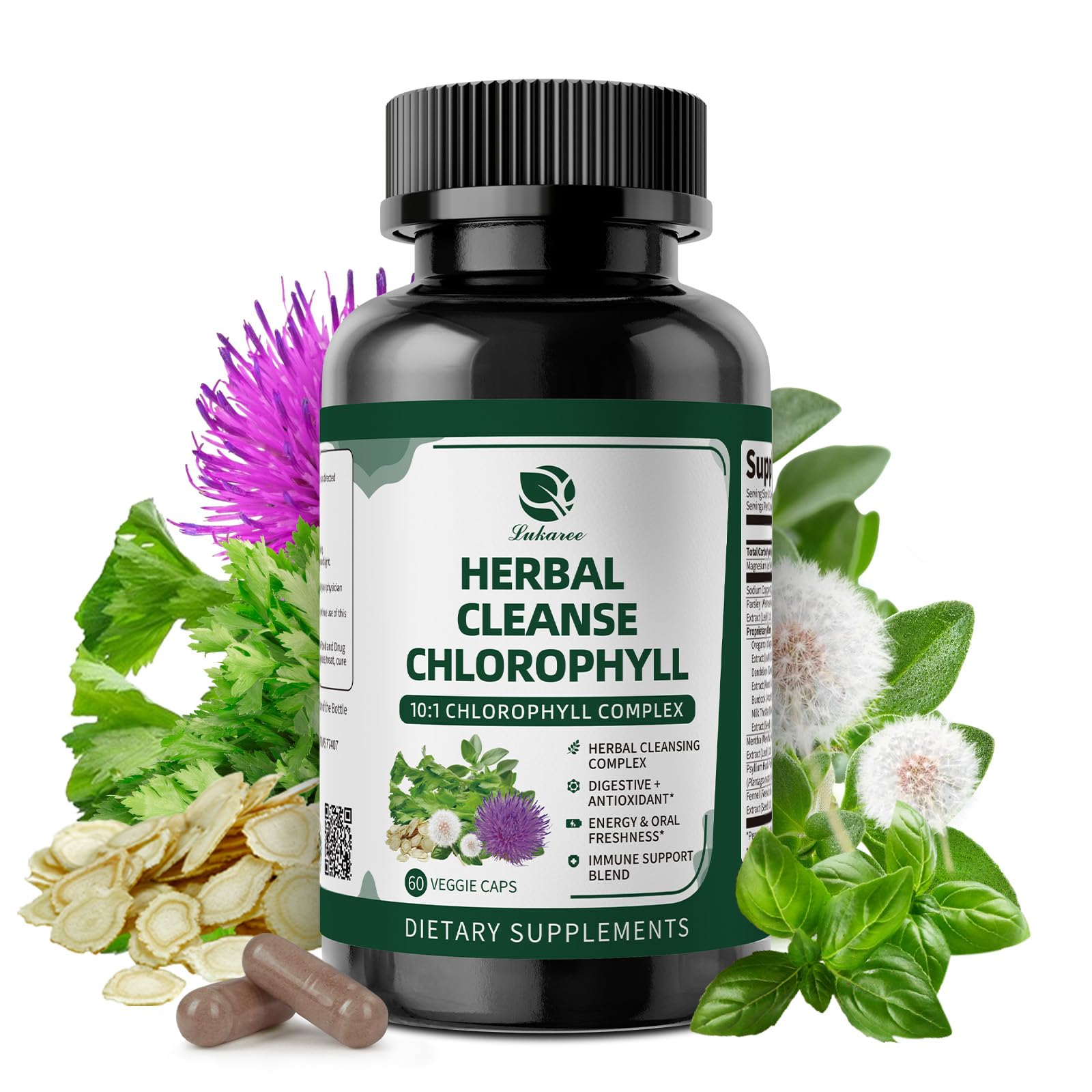 Lukaree Chlorophyll Herbal Complex Capsules, 60 Count