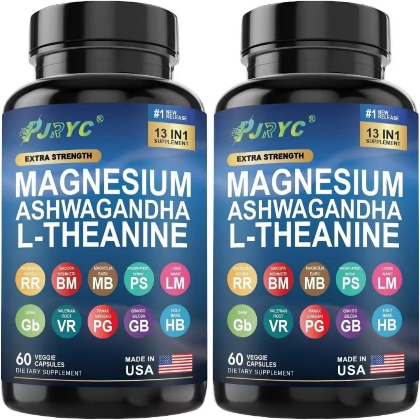 PJRYC Cortisol Support Supplement with Magnesium, Ashwagandha & L-Theanine Capsules 120