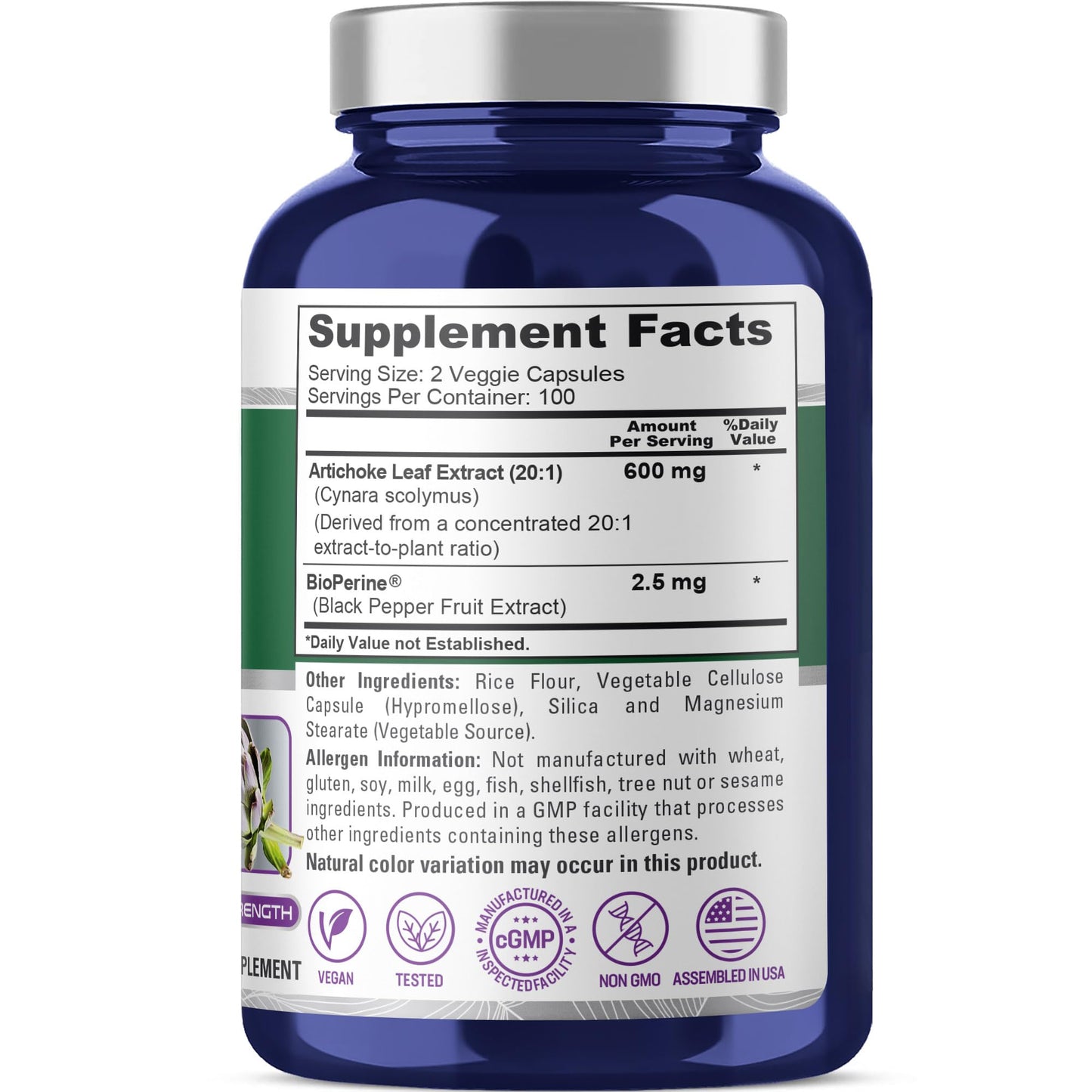 NusaPure Artichoke Capsules, 200 Count