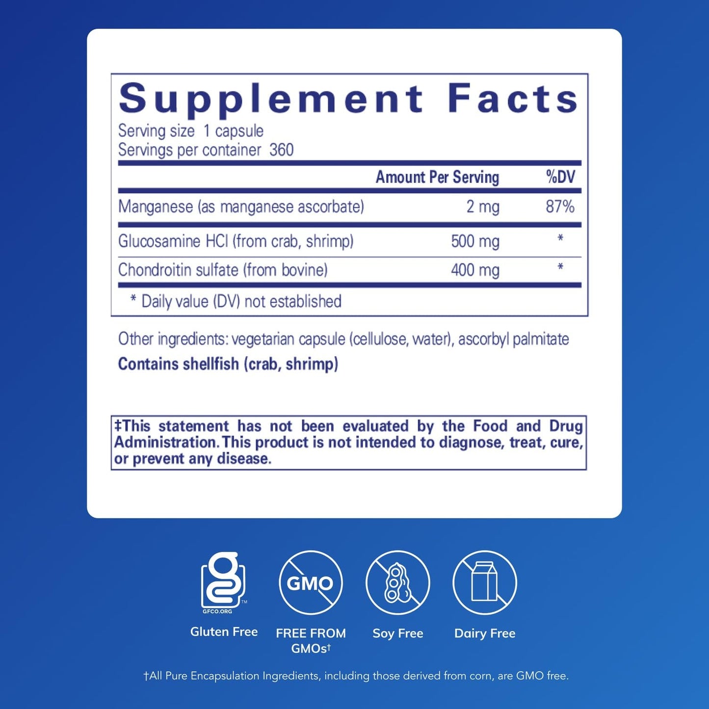 Pure Encapsulations Glucosamine Chondroitin with Manganese Capsules 360
