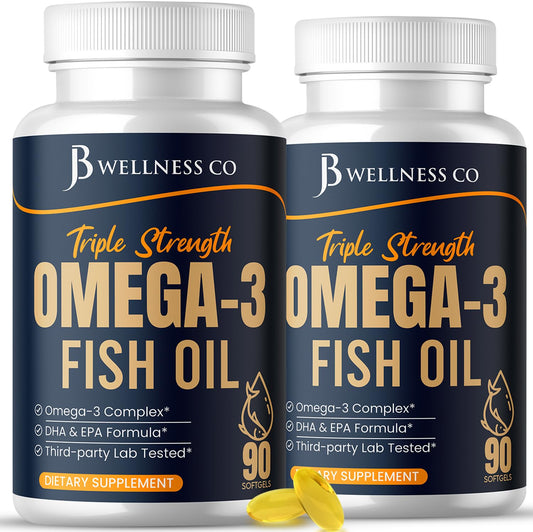 JB Wellness Co Triple Strength Omega-3 Fish Oil Capsule, 180 Count