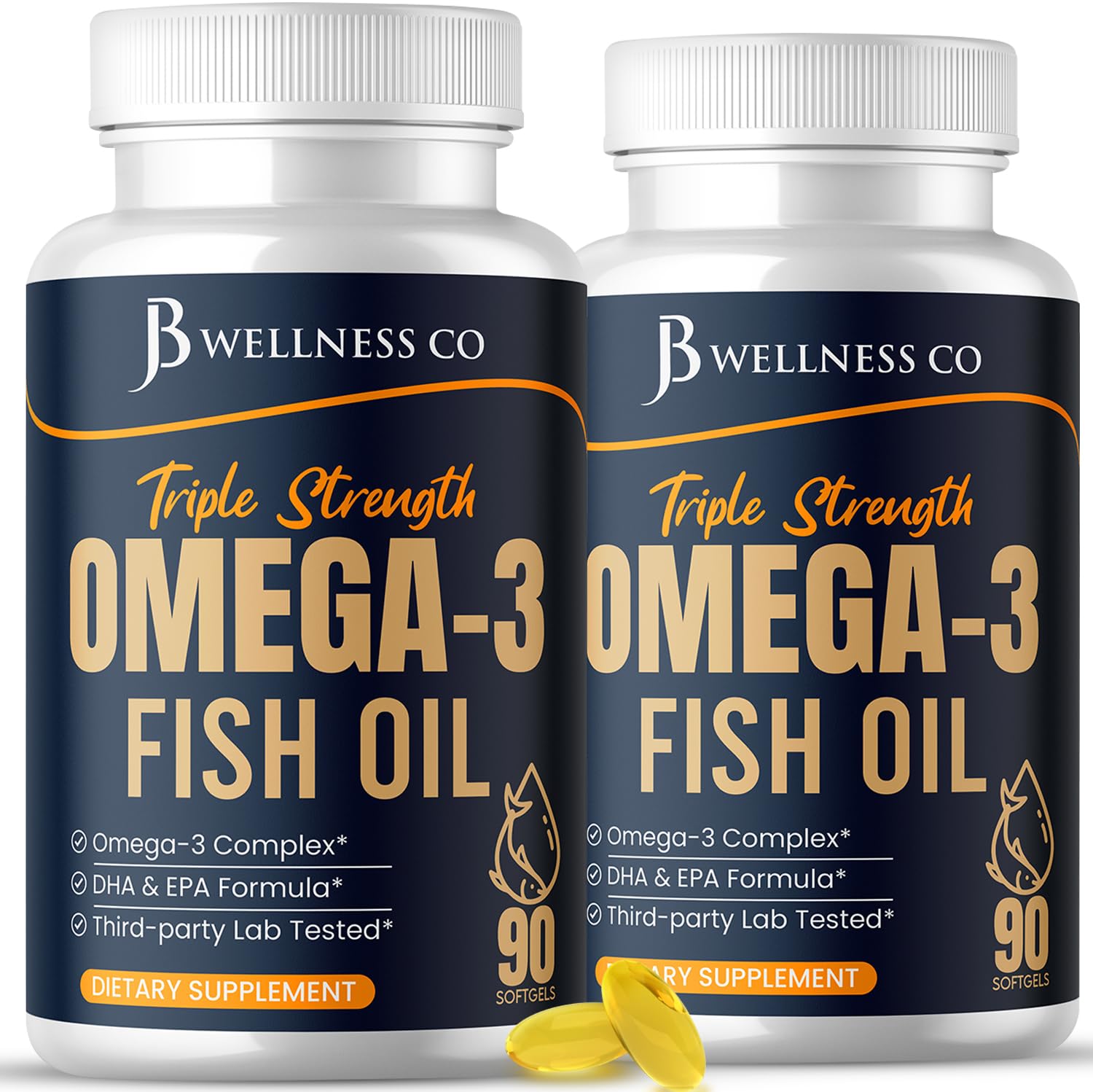 JB Wellness Co Triple Strength Omega 3 Fish Oil Capsule 180 Count