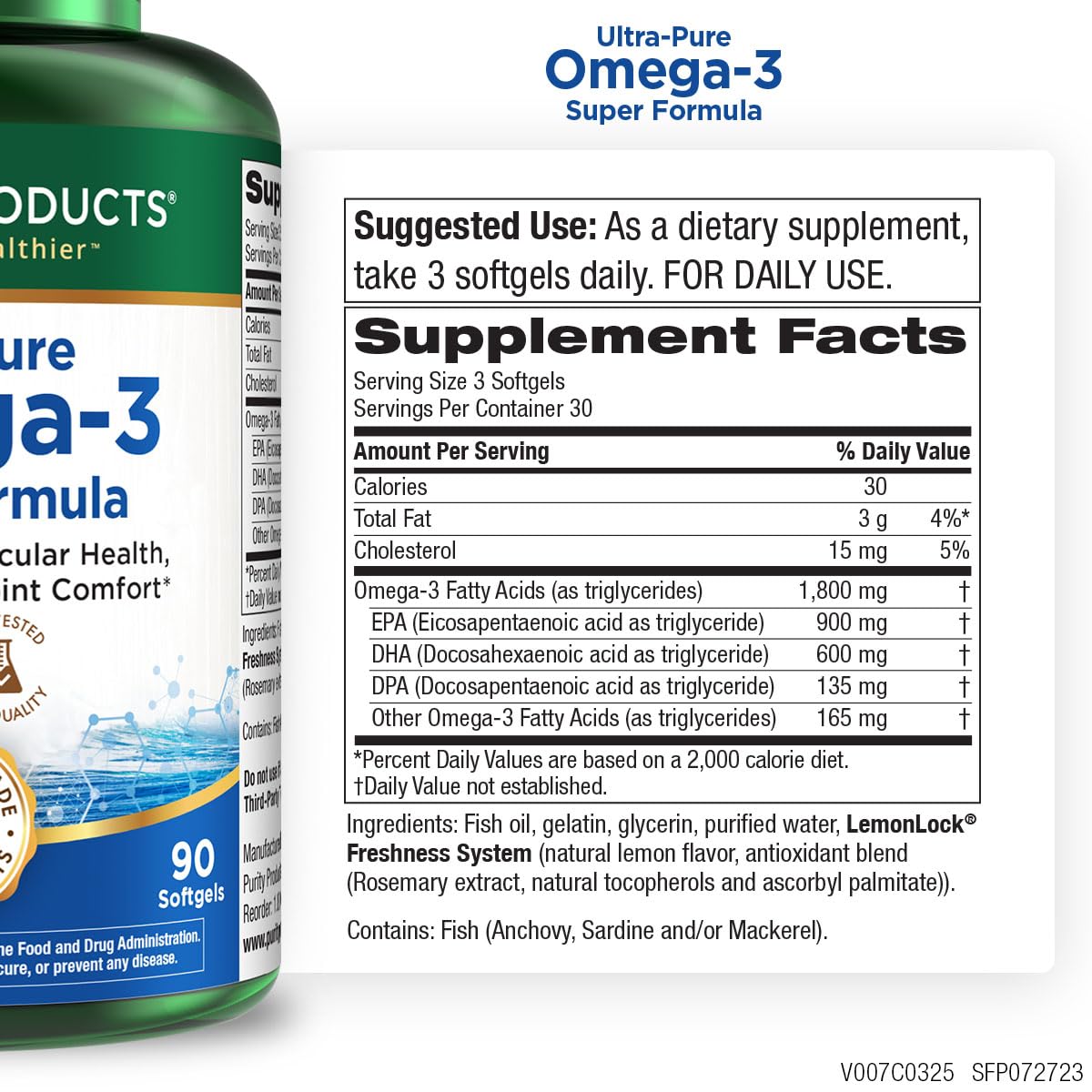 Purity Products Ultra Pure Omega 3 Super Formula Softgels, 90