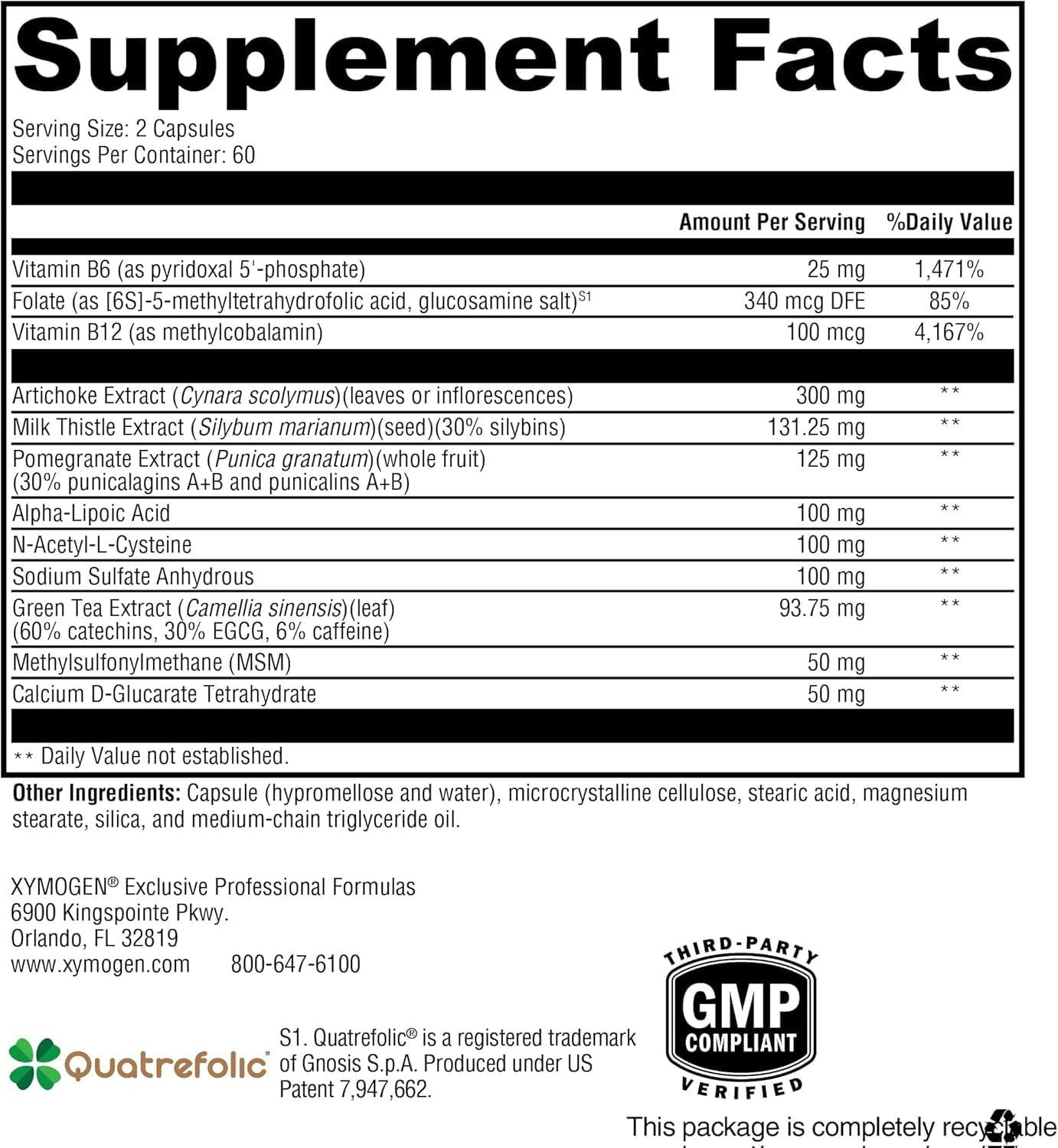 XYMOGEN MedCaps DPO Activated B Vitamins with Blend of Botanicals, 120 Capsules