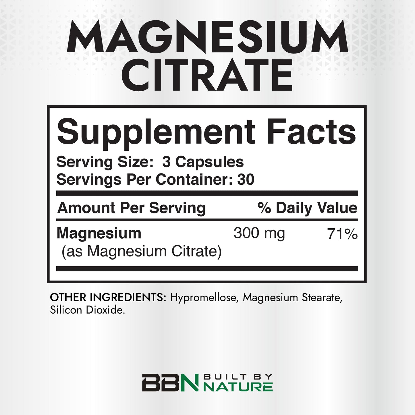 Built by Nature Magnesium Citrate 300mg High Absorption Magnesium Supplement Capsules, 90 Capsules