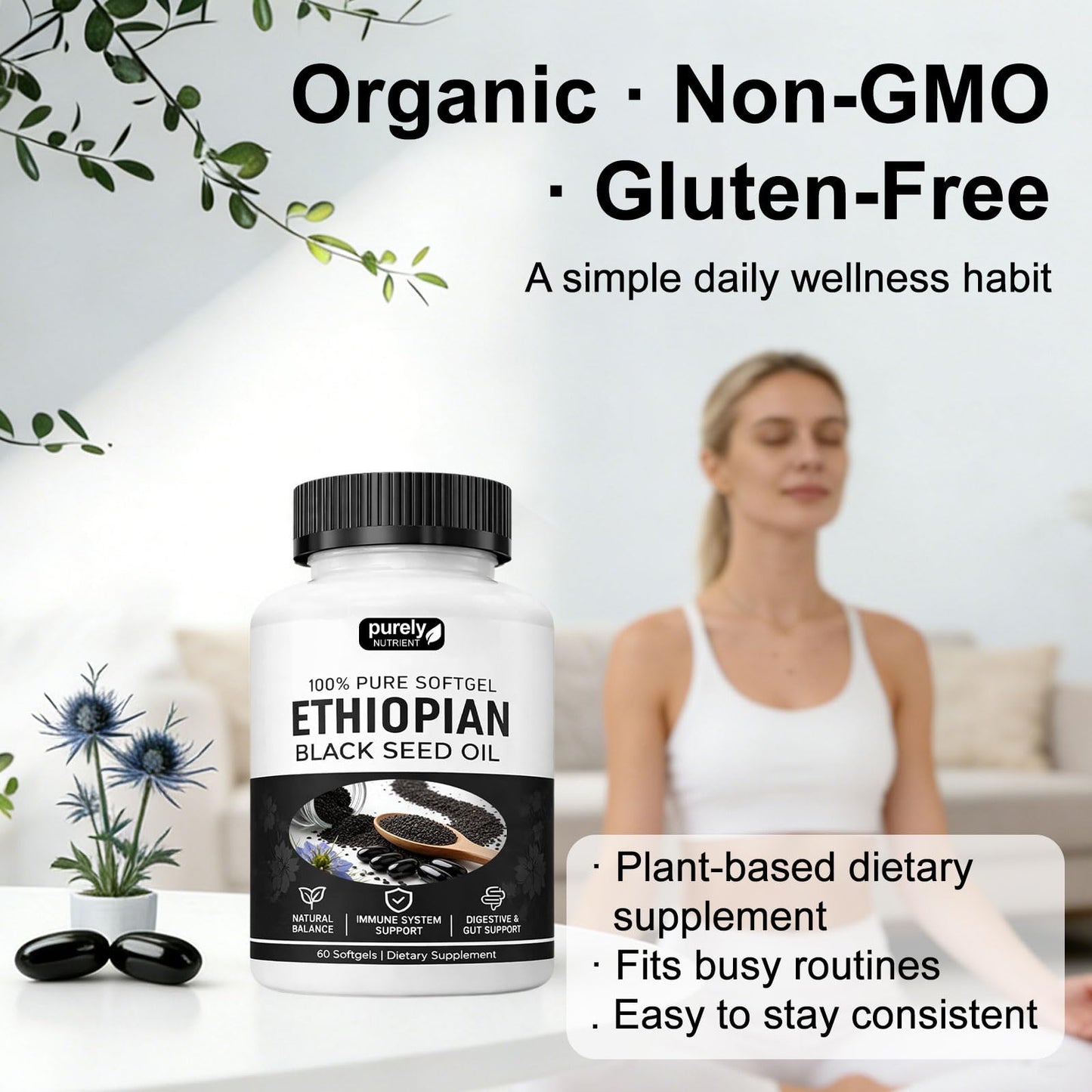 TLOPA Purely Nutrient Ethiopian Black Seed Oil Capsules, 1 Count