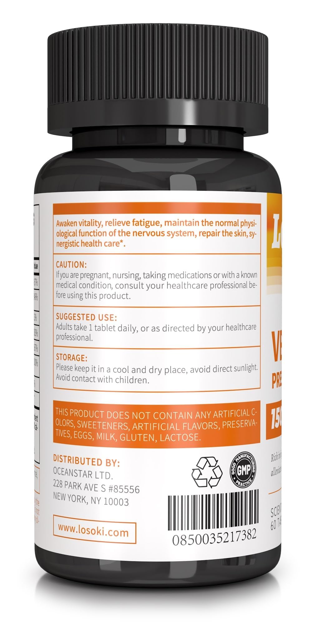 Losoki VB-200 High-Potency Vitamin B Complex Tablets, 60 Tablets
