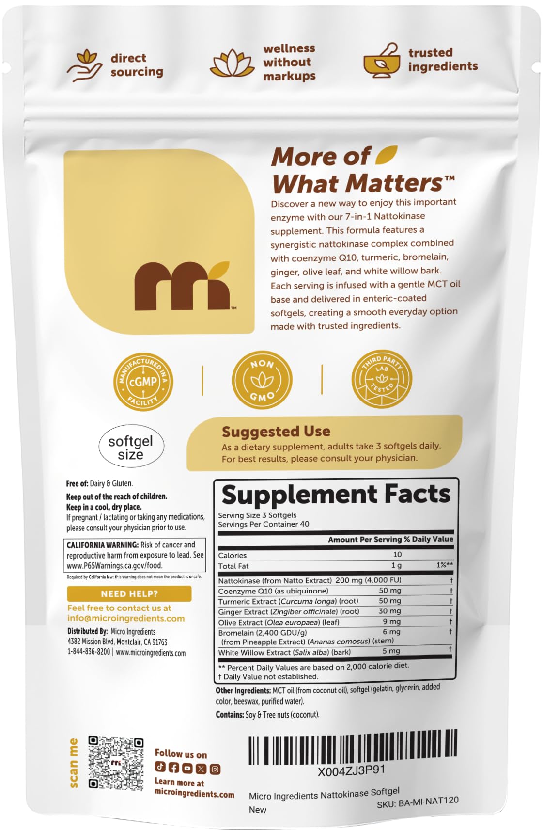 Micro Ingredients Nattokinase Softgels 120