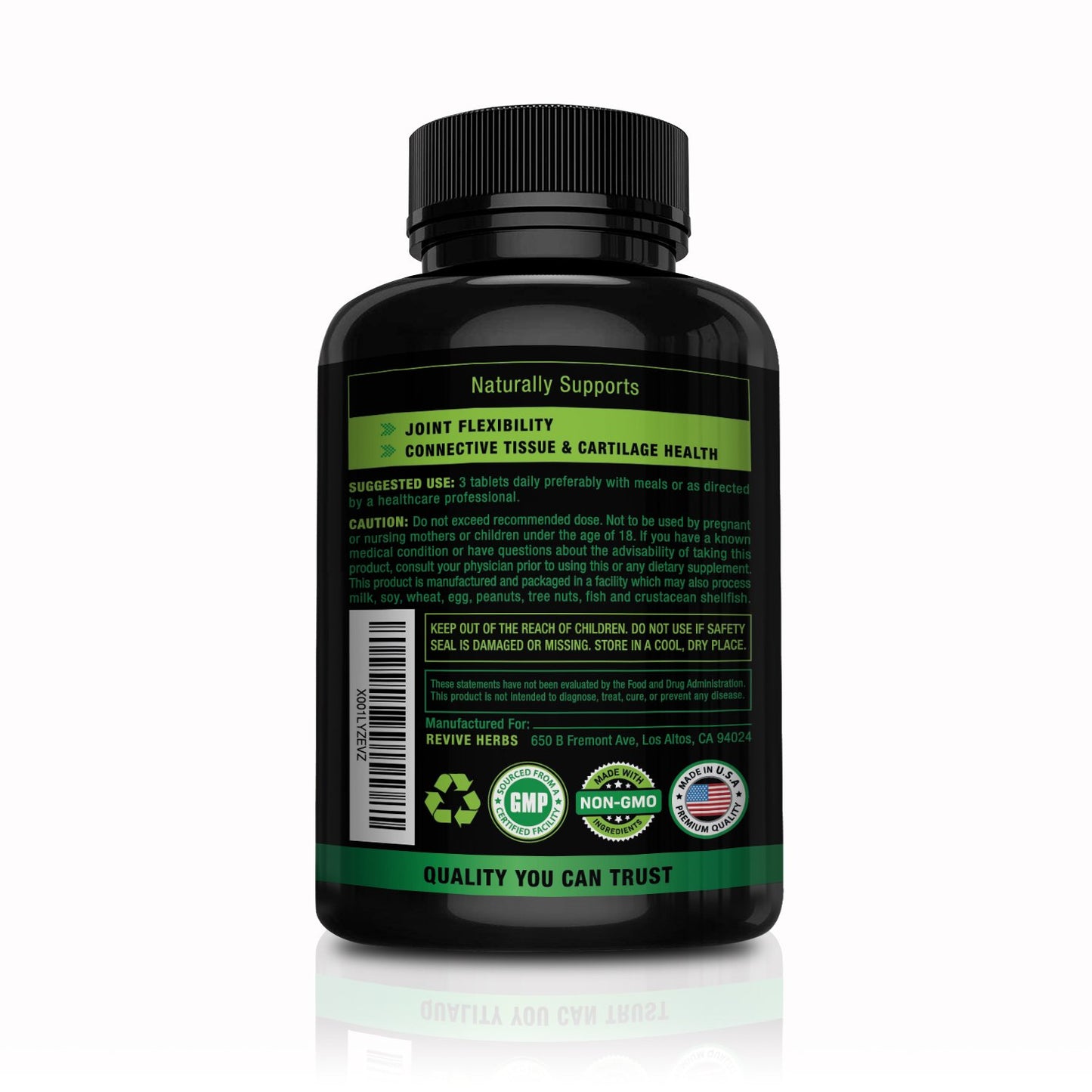 Revive Herbs Glucosamine Chondroitin MSM with New Zealand Green-Lipped Mussel Tablets, 90 Count