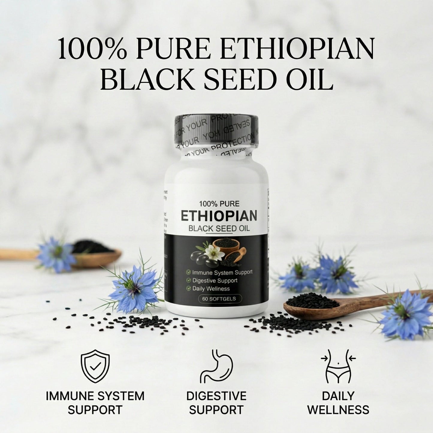 YATIME Ethiopian Black Seed Oil Softgels 60 Count