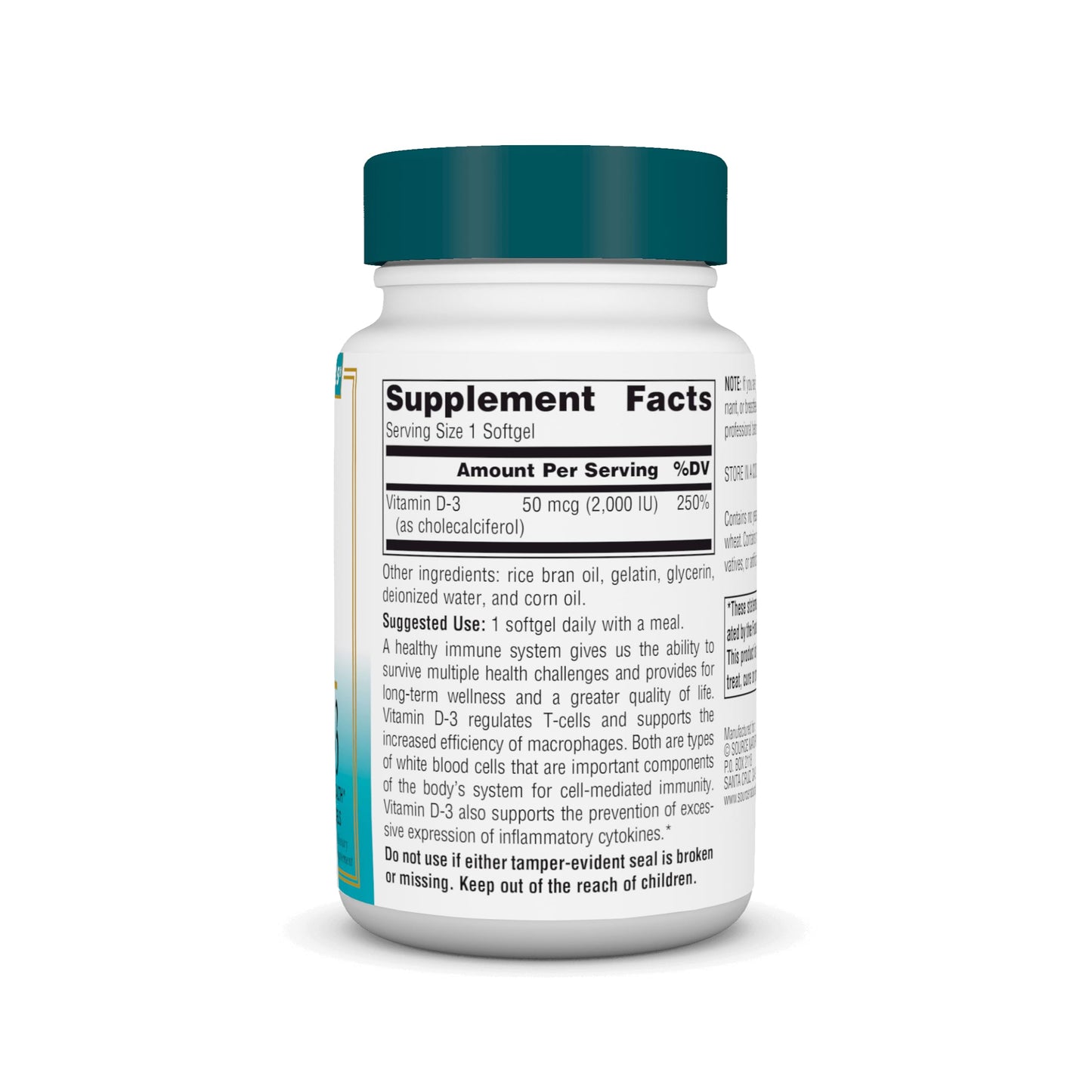 Source Naturals Wellness Vitamin D-3 2000 iu Bioactive Form for Immune Health, 200 Softgels