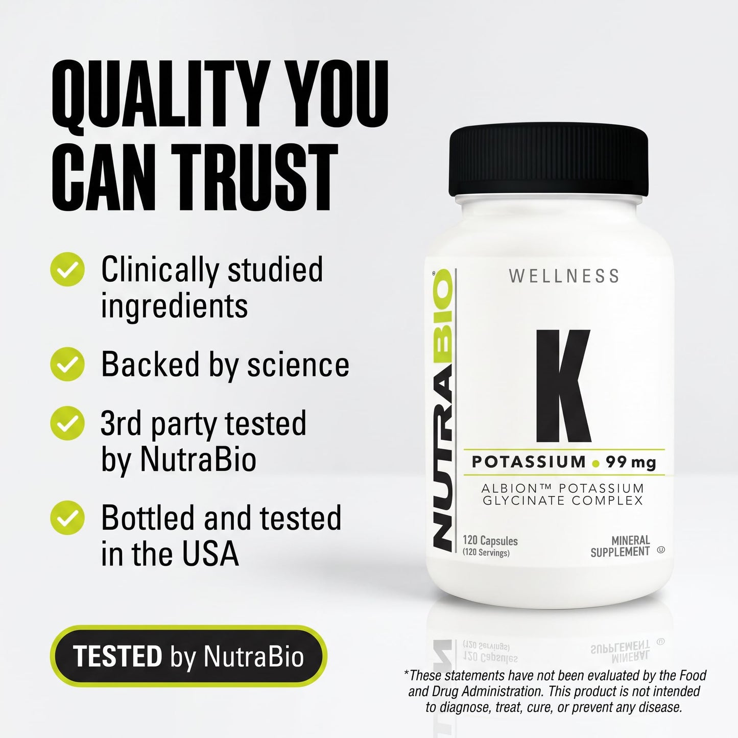 NutraBio Potassium Complex Capsules 120 Count