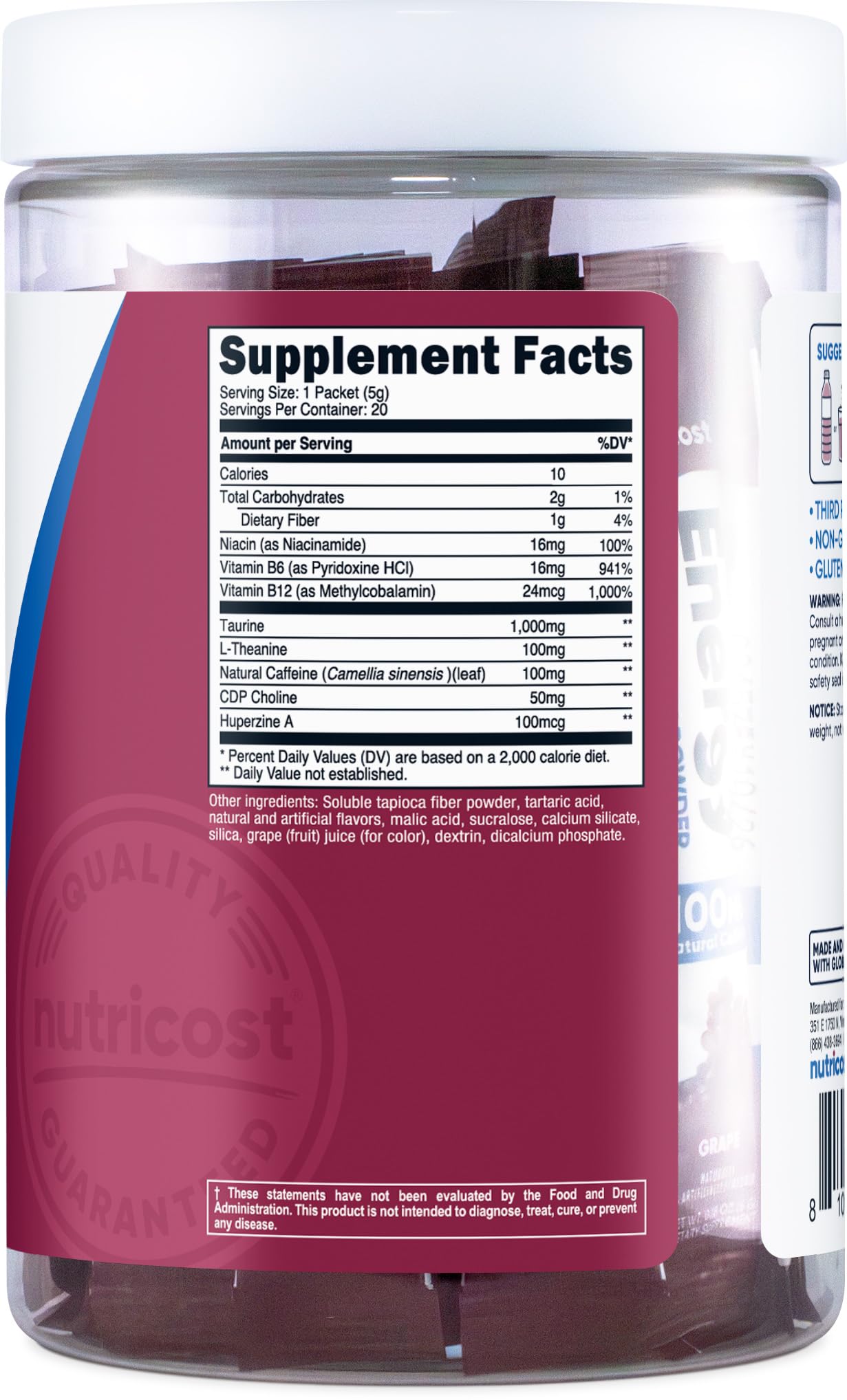 Nutricost Energy Complex Powder, 3.6 oz