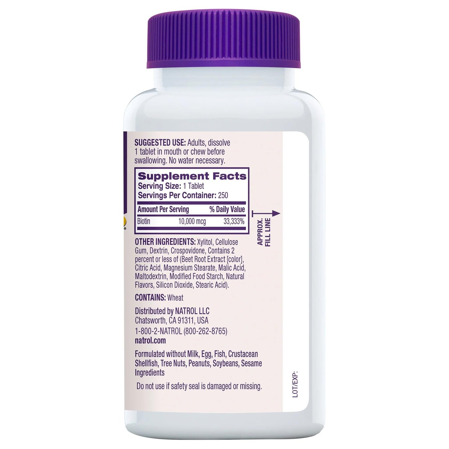 Generic Biotin 10,000 mcg Fast Dissolve Tablets, Supports Healthy Hair, Skin and Nails, 250 Tablets
