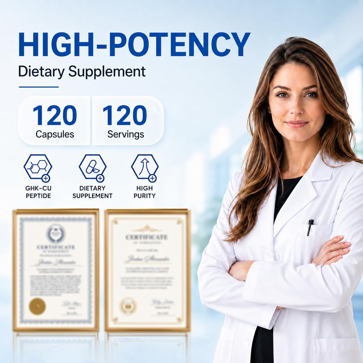 FIYY6VC GHK-Cu Copper Peptide Supplement Capsule, 120 Capsules