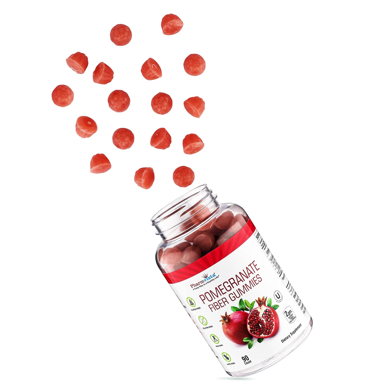 Pharmvista Pomegranate Fiber for Adults & Kids, 90 Gummies