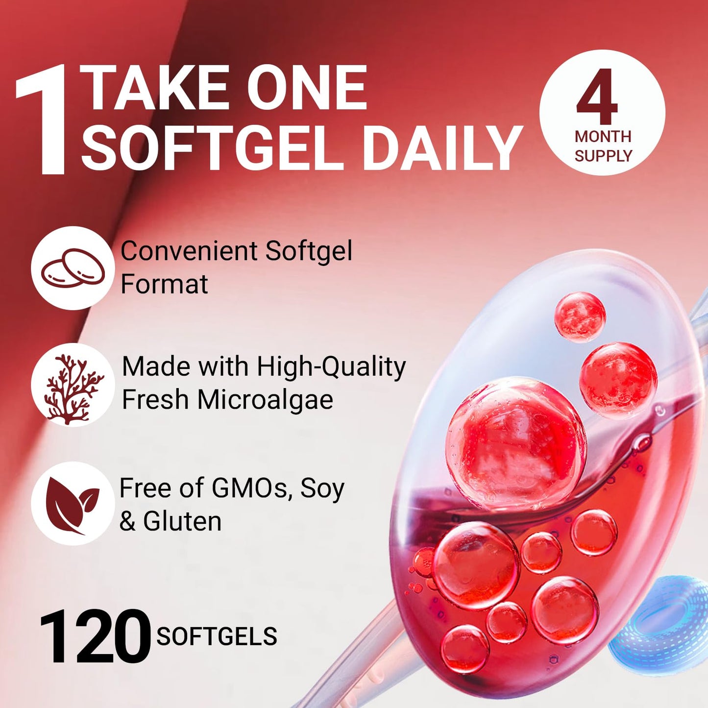 ESTHFGPSV Astaxanthin 12mg Antioxidant Supplement with Vitamin E Softgel 120 Count